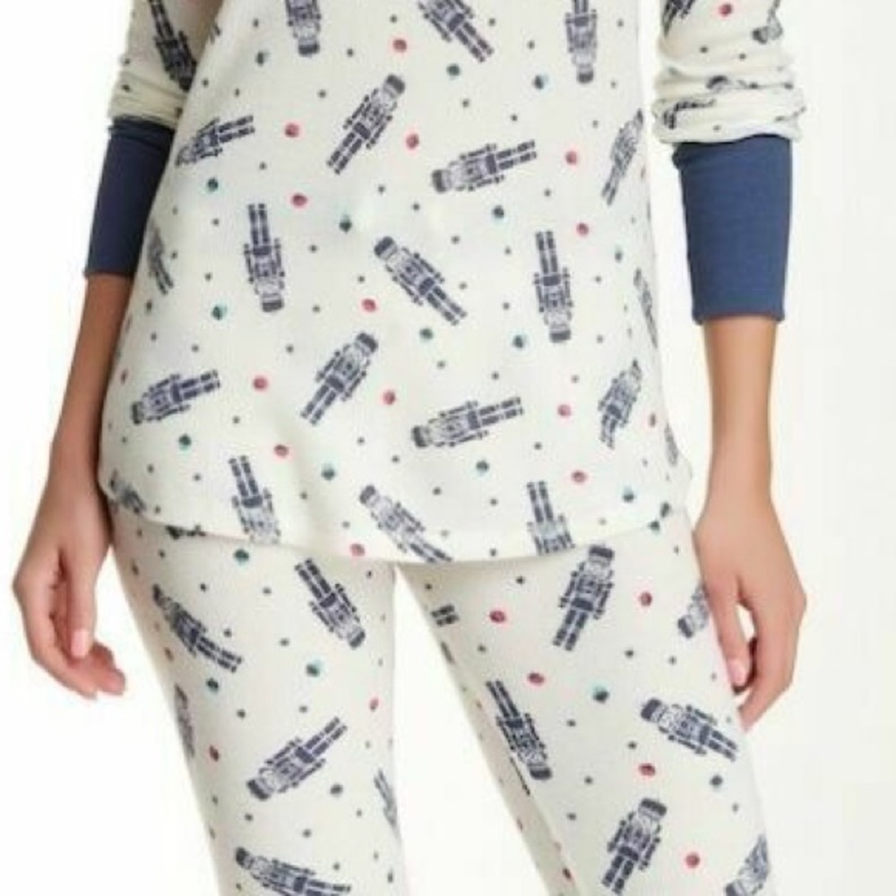 Ivory Pristine Nutcracker Thermal Pajama Pants